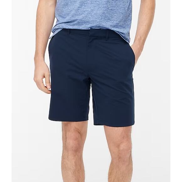 J. Crew Factory 9" Inseam Navy Blue Tech 100% Polyester Shorts Men's Size 30 - Picture 3 of 9
